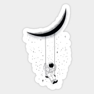 Astronaut wanderlust swing under the moon Sticker